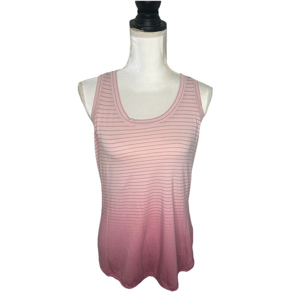 Calia Womens Size Medium Pink Striped Racerback Yoga Workout Active Tank Top